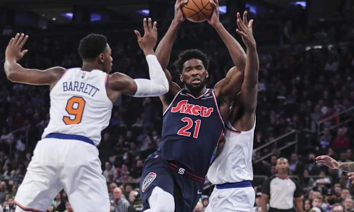 In his MVP season, Joel Embiid averaged 33.1 points, 10.2 rebounds, and 4.2 assists.